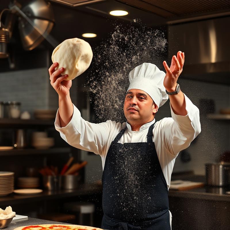 Chef tossing dough